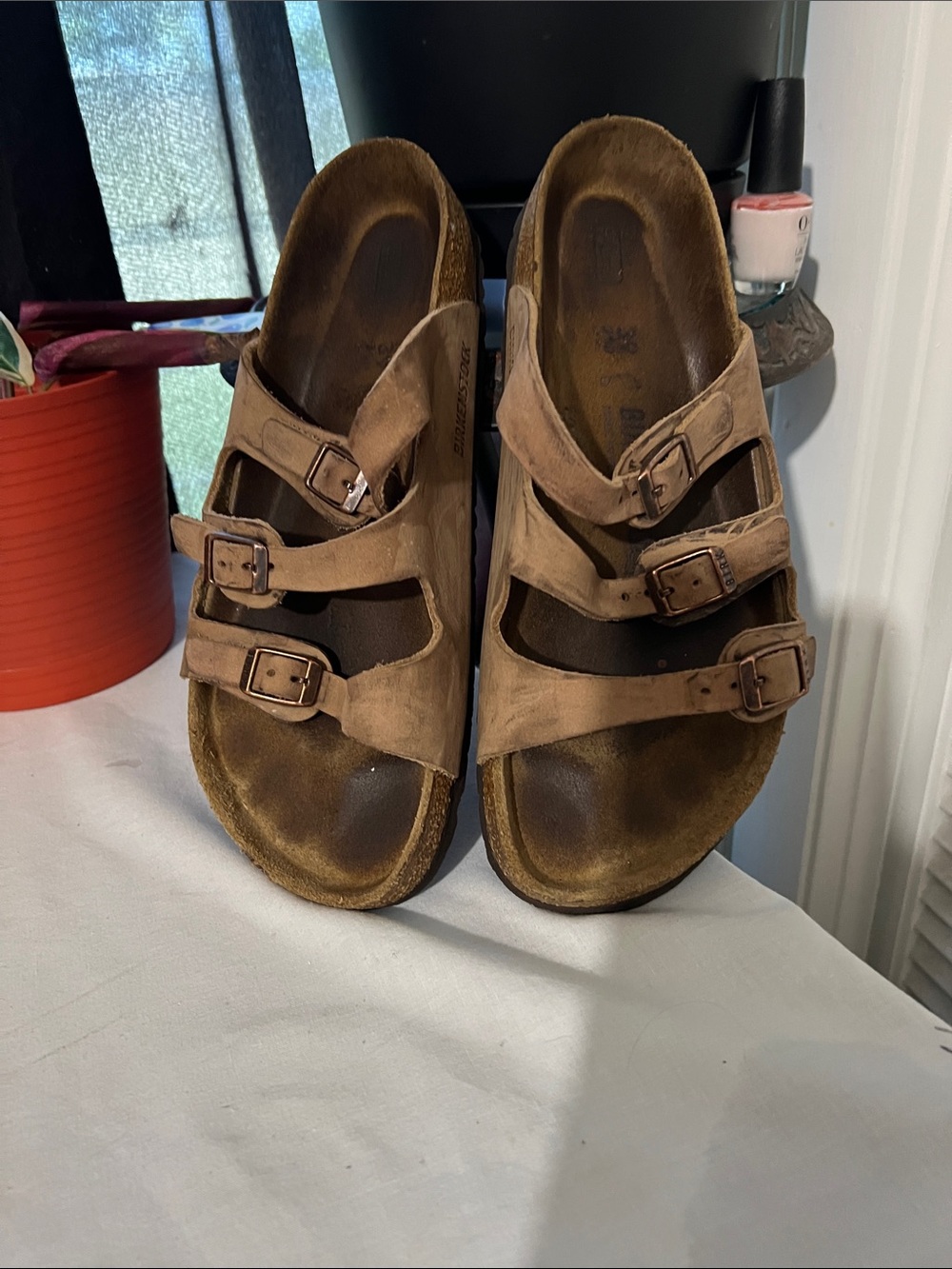 Men's Triple-Strap Suede Sandals - Brown